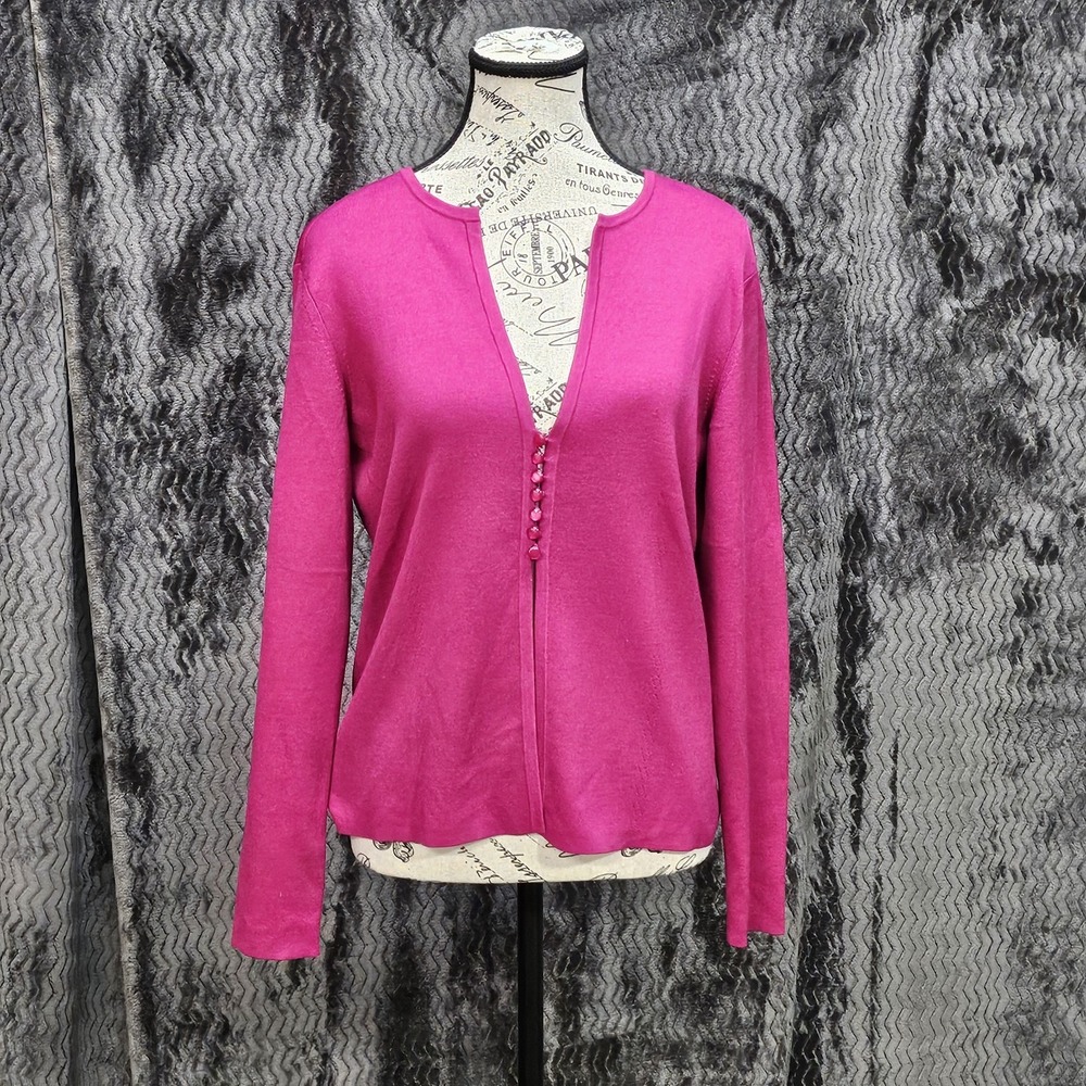 Talbots Cardigan Women S Pink Silk Blend Button Front Luxury Minimalist Corpcore